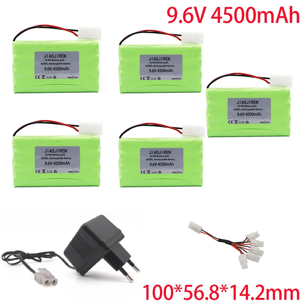 9.6v 4500mah Rechargeable Battery + 9.6v Charger For Rc toys Car Tank Robots Gun RC Boat AA Ni-MH 9.6v 2400mah NiMH Battery Pack