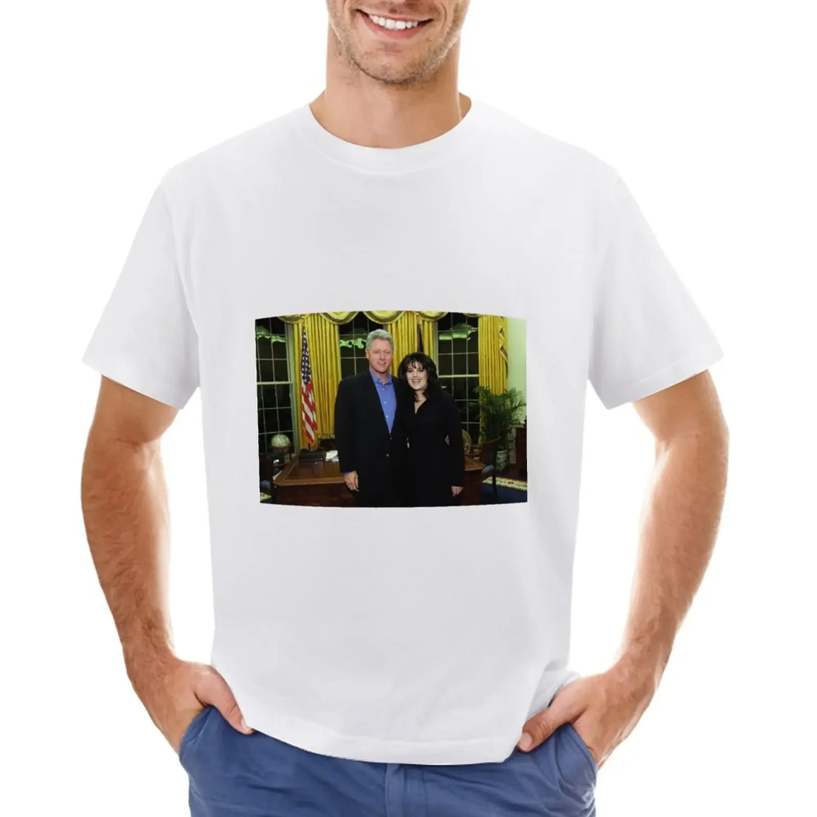 Bill Clinton and Monica Lewinsky T-Shirt summer clothes plus sizes Short sleeve tee cute clothes black t shirts for men