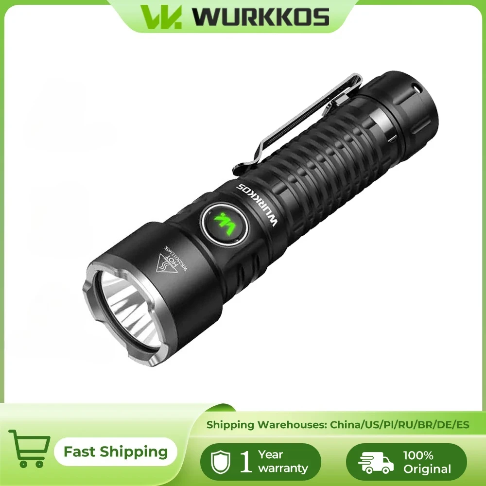 Wurkkos TS28 21700 Rechargeable Tactical Flashlight USB-C Port 3200LM Throw 506M Beam Distance IPX8 Waterproof Tail Switch