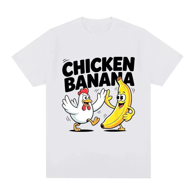 Chicken Banana Print T-shirts for Women Men Summer Casual Fashion Funny Streetwear Y2K Tops Crew Neck Short Sleeve T-shirts