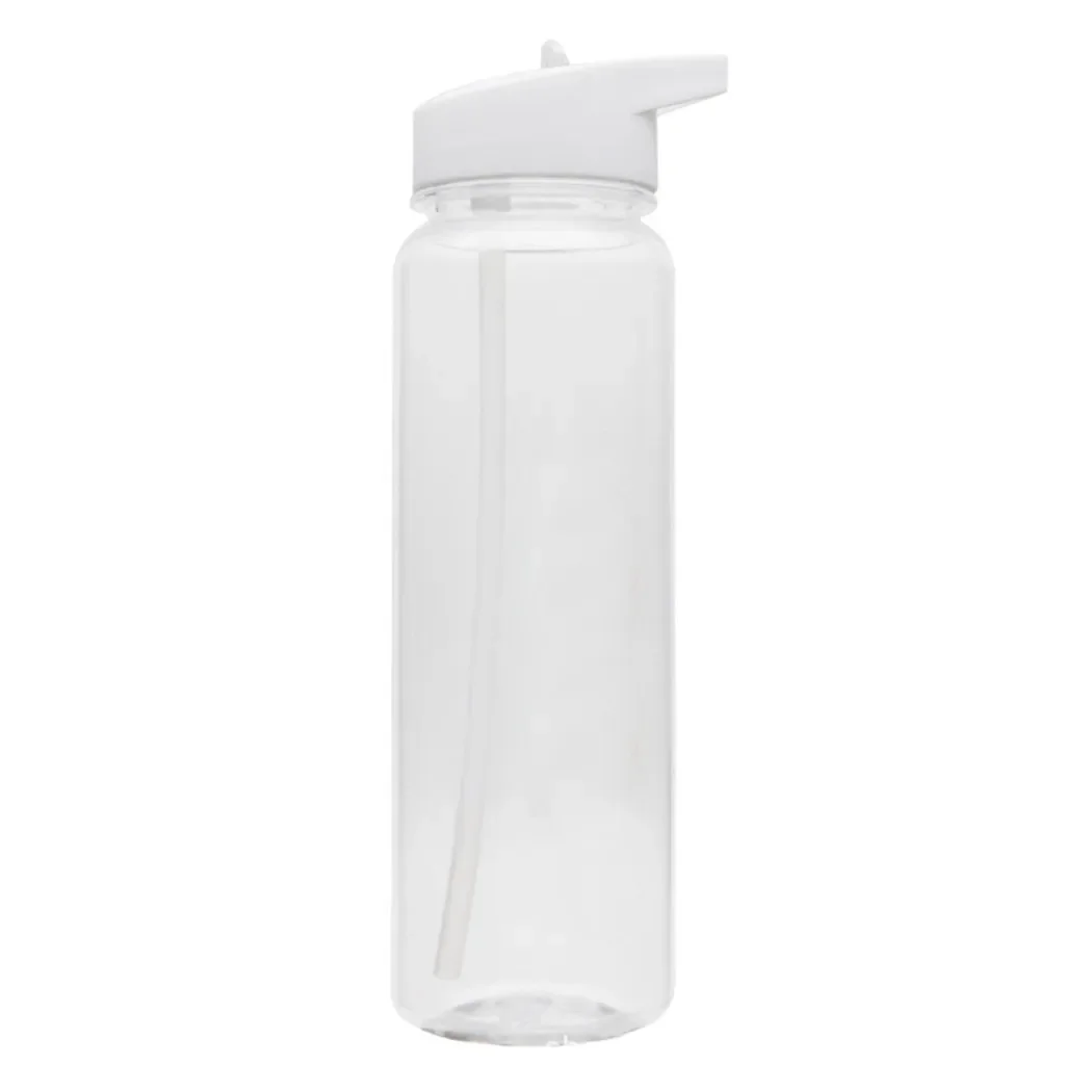 750ML PS Sports Water Bottle With Straw Top Lid Portable Leakproof Drink Mug Co-polyester White/black/grey Kitchen Drinkware