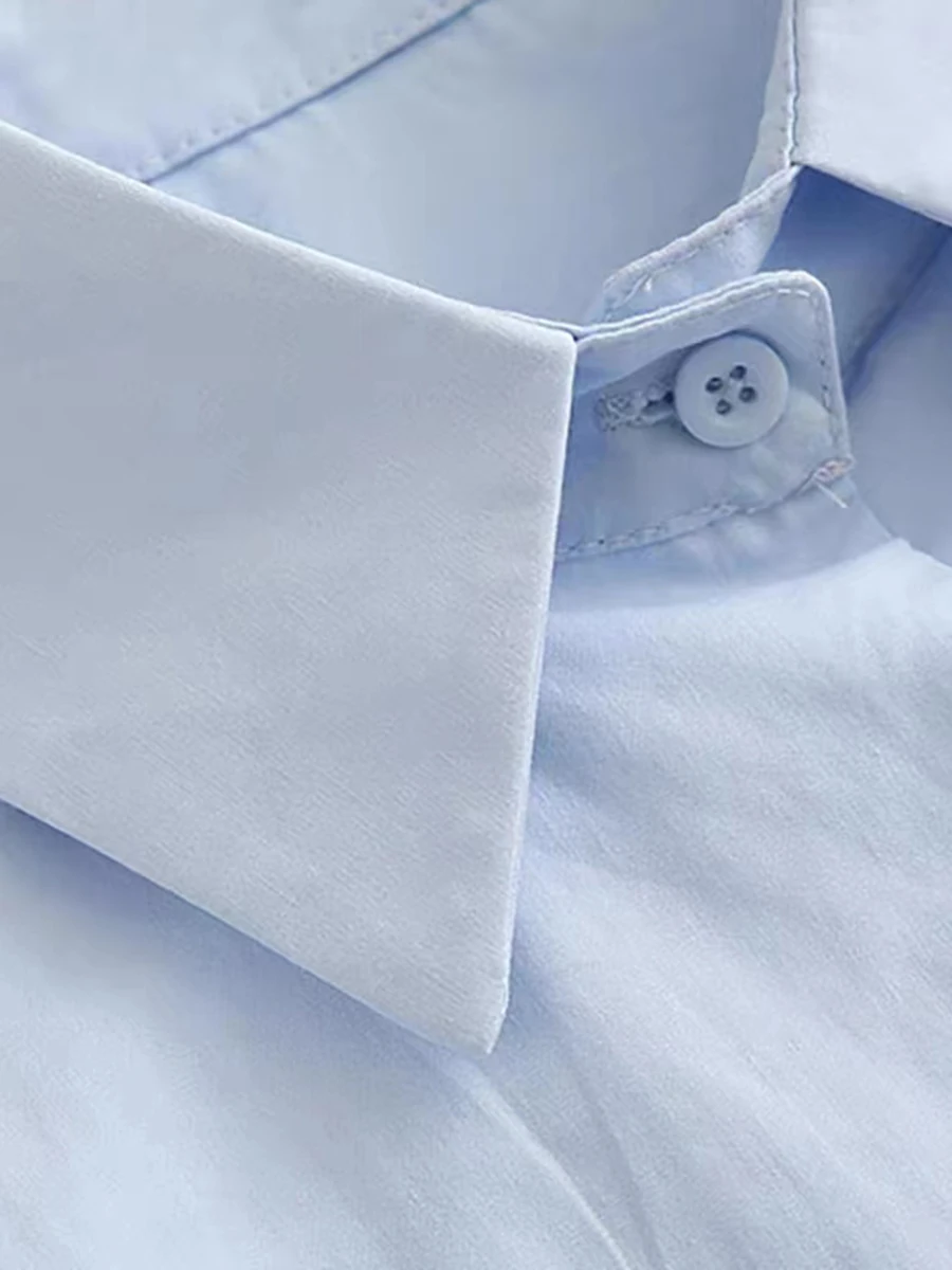 เสื้อผ้าฝ้ายลำลองสำหรับผู้หญิง สไตล์สปริง/ออทัมน์ รุ่นใหม่ ทรงหลวม ดีไซน์พับเก๋ ผ้าฝ้ายแท้ สวมใส่สบาย คอปก แขนยาว ทรงปกติ...