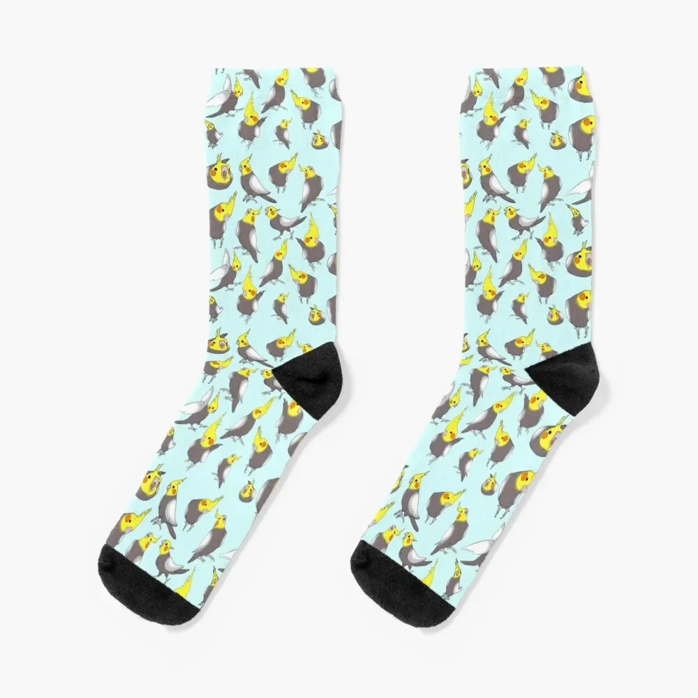 cockatiel doodle pattern Socks Stockings funny gift bright garter Male Socks Women's