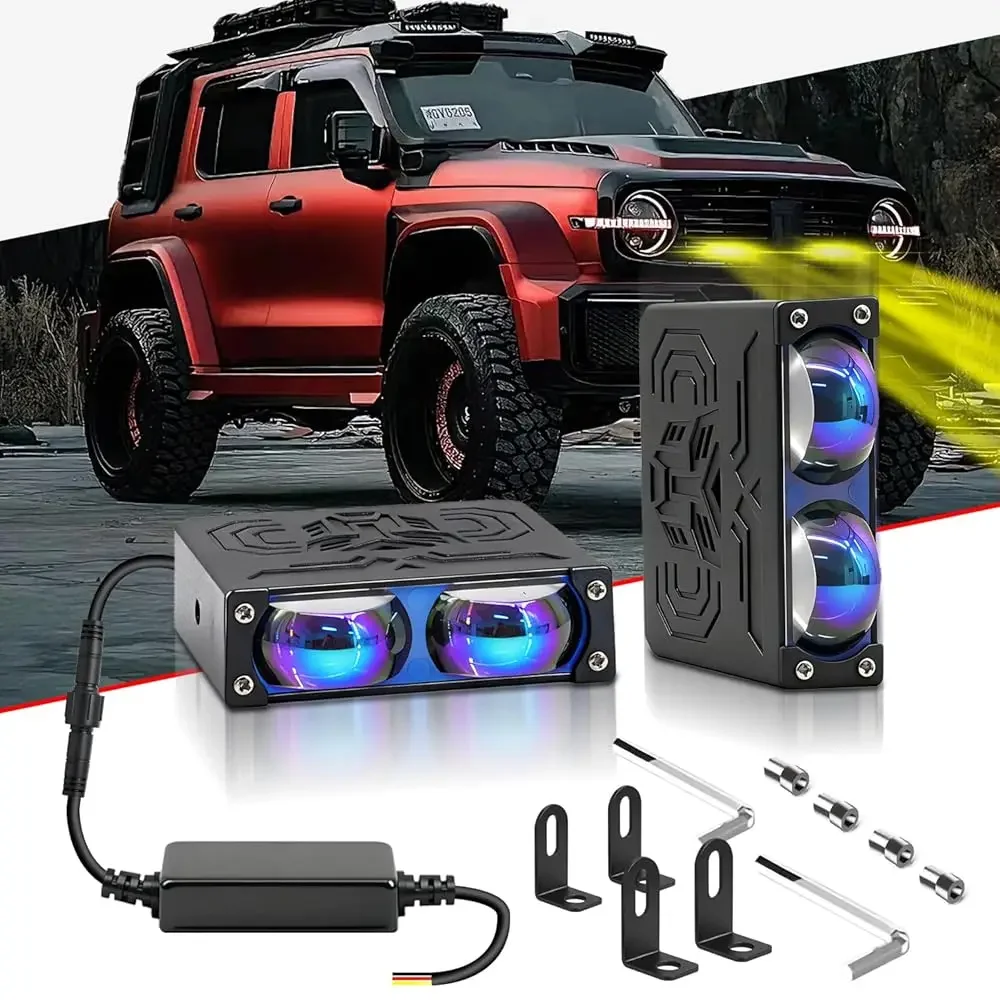 

Free Shipping - Front Grille Pods LED Lights For Truck Motorcycle, White/Amber 32W Super Bright Driving Spot Lights Hi/Lo Beam F