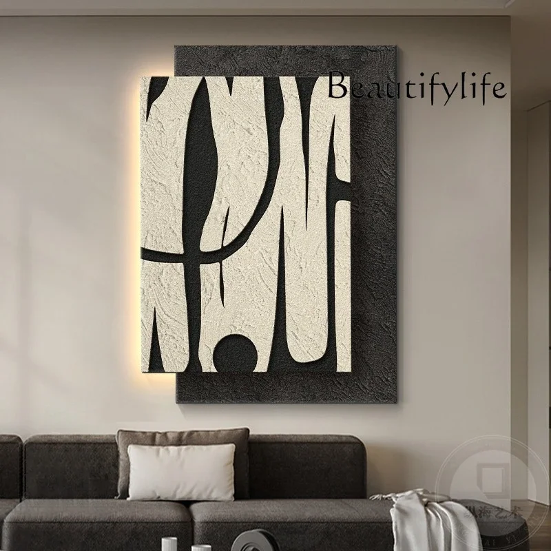 

ZL Wabi wind living room decorative painting three-dimensional sandstone sofa background wall hanging painting simple abstract