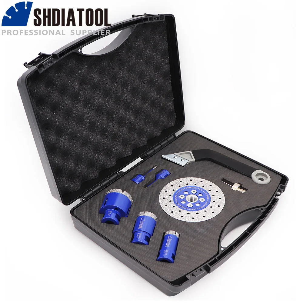 

SHDIATOOL 1set boxed Diamond Drill Core Bits Cutter Double Cutting Wheel Grinding Discs for Porcelain Tile 5/8-thread Hole Saw
