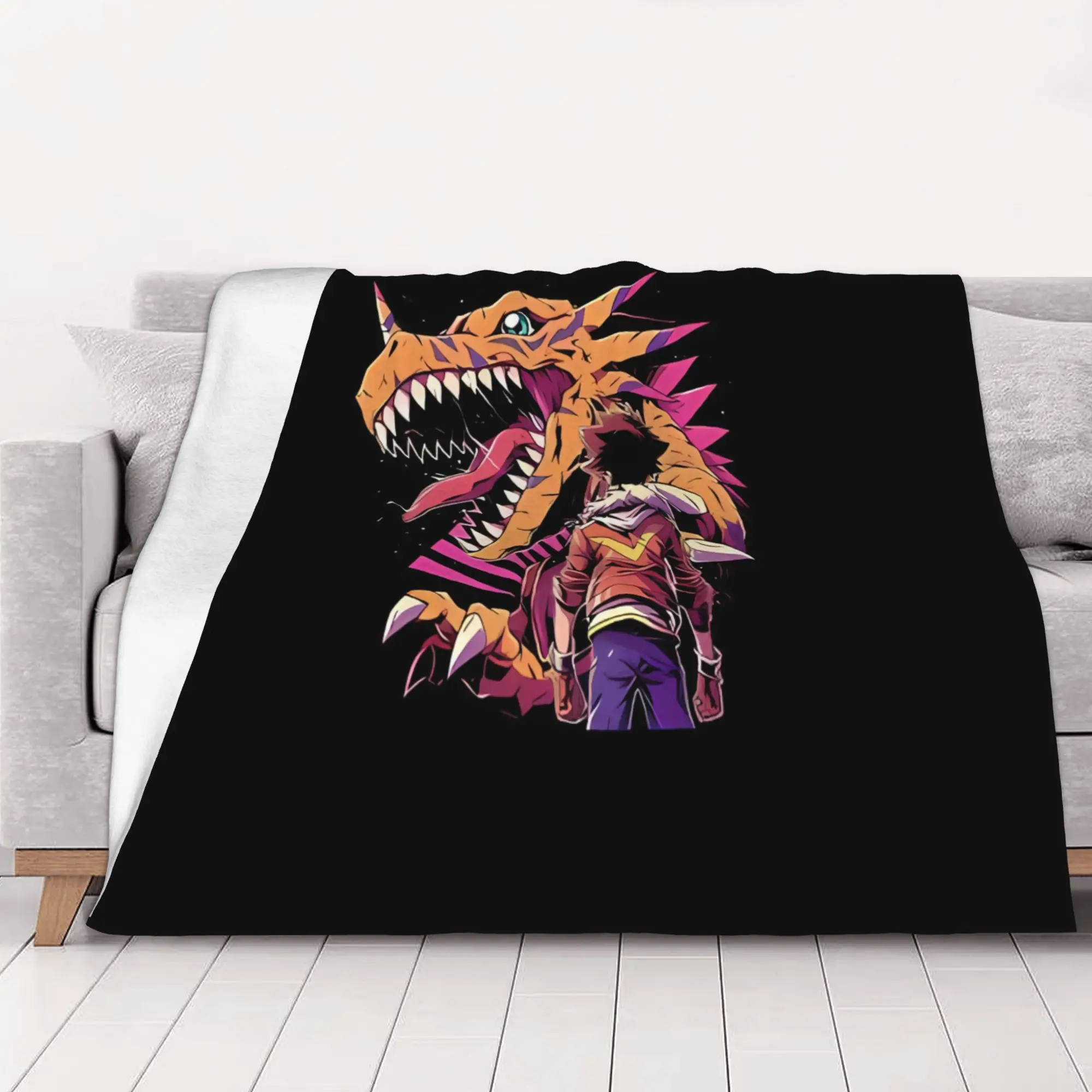 1PC home Cute Room Decor Digimon Digital Monsters Blanket Throw Blanket Digimon Digital Monsters Novelty Warm Blanket All Season