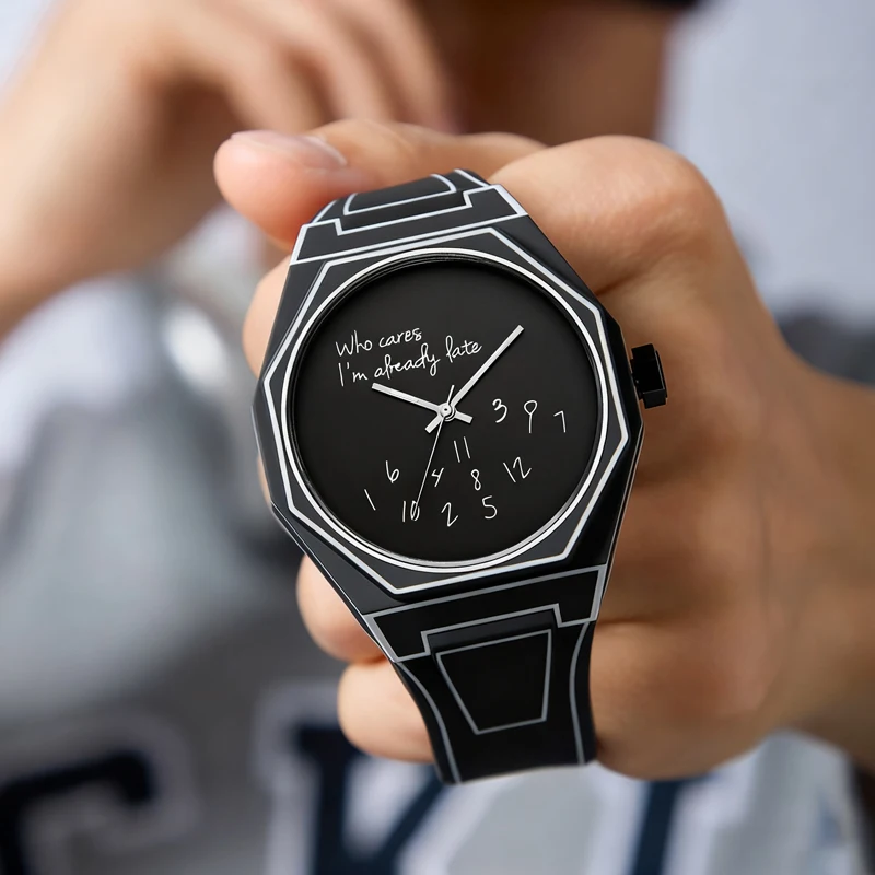 

Funny "I'm Already Late" Quartz Watch for Men Women, 2D Sketch Rotating Dial Wristwatch, Casual Streetwear Fashion Timepiece
