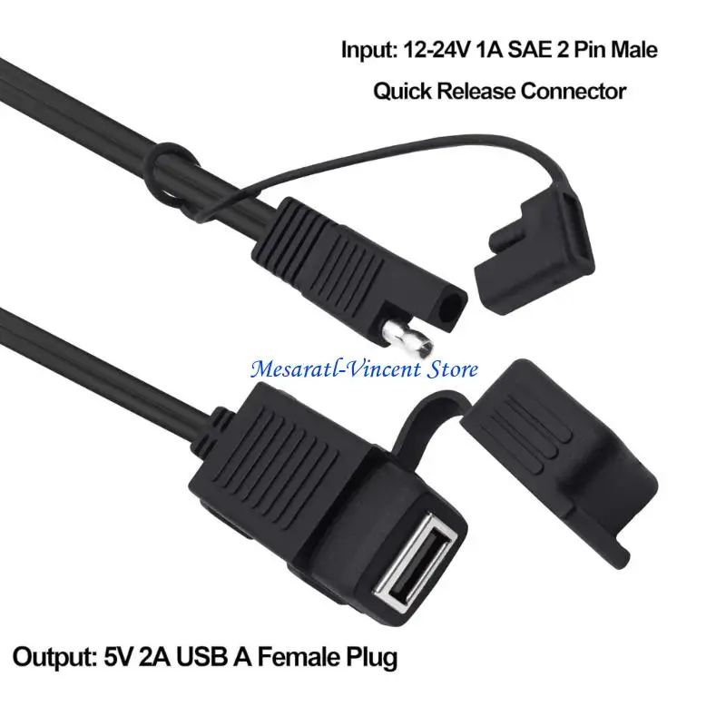 A70F Waterproof SAE To USB Converter Cable For Phone Charging On Motorcycle Bike