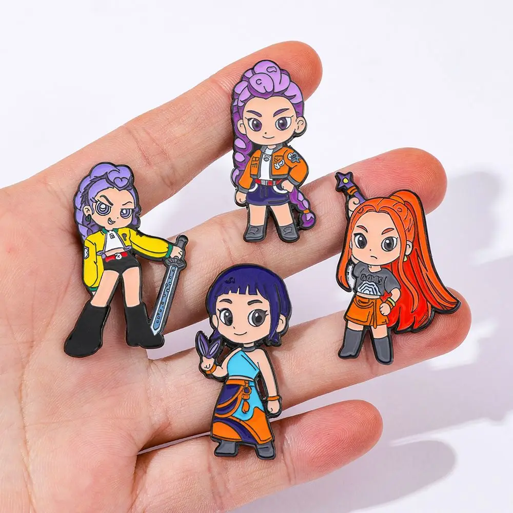 

4PCS K-POP anime cartoon metal badge anime girl group brooch accessories brooch bag personalized decoration