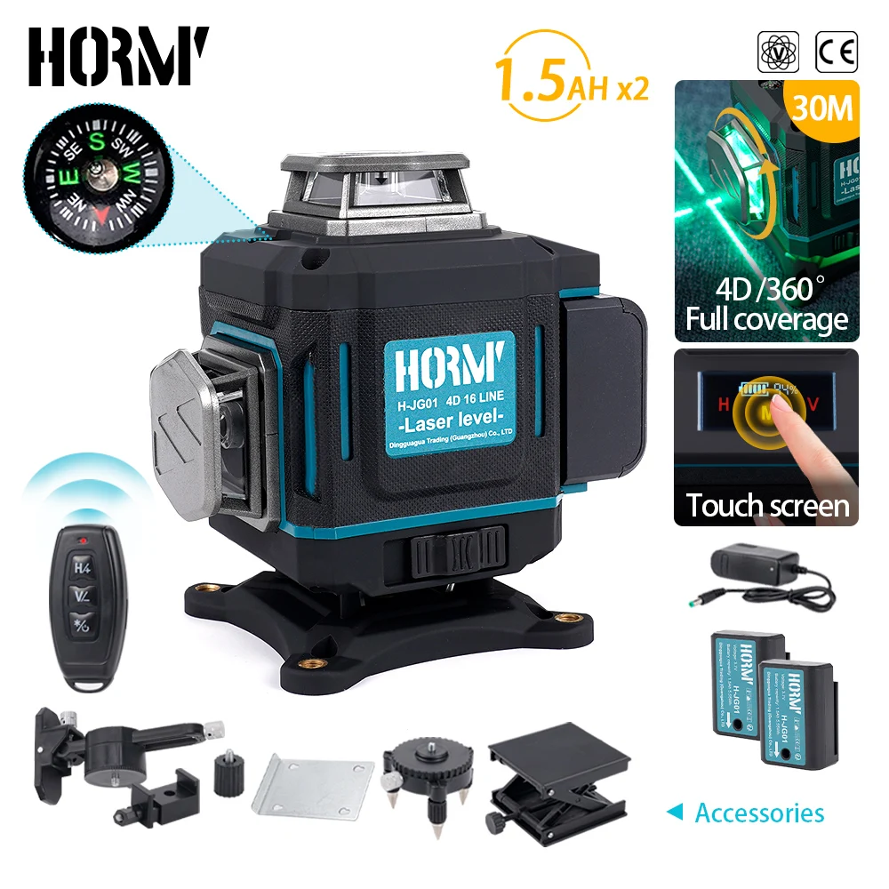 

360° Professional 16 Line Green Laser Level with Self Leveling High Precision and Wall Mounting Function