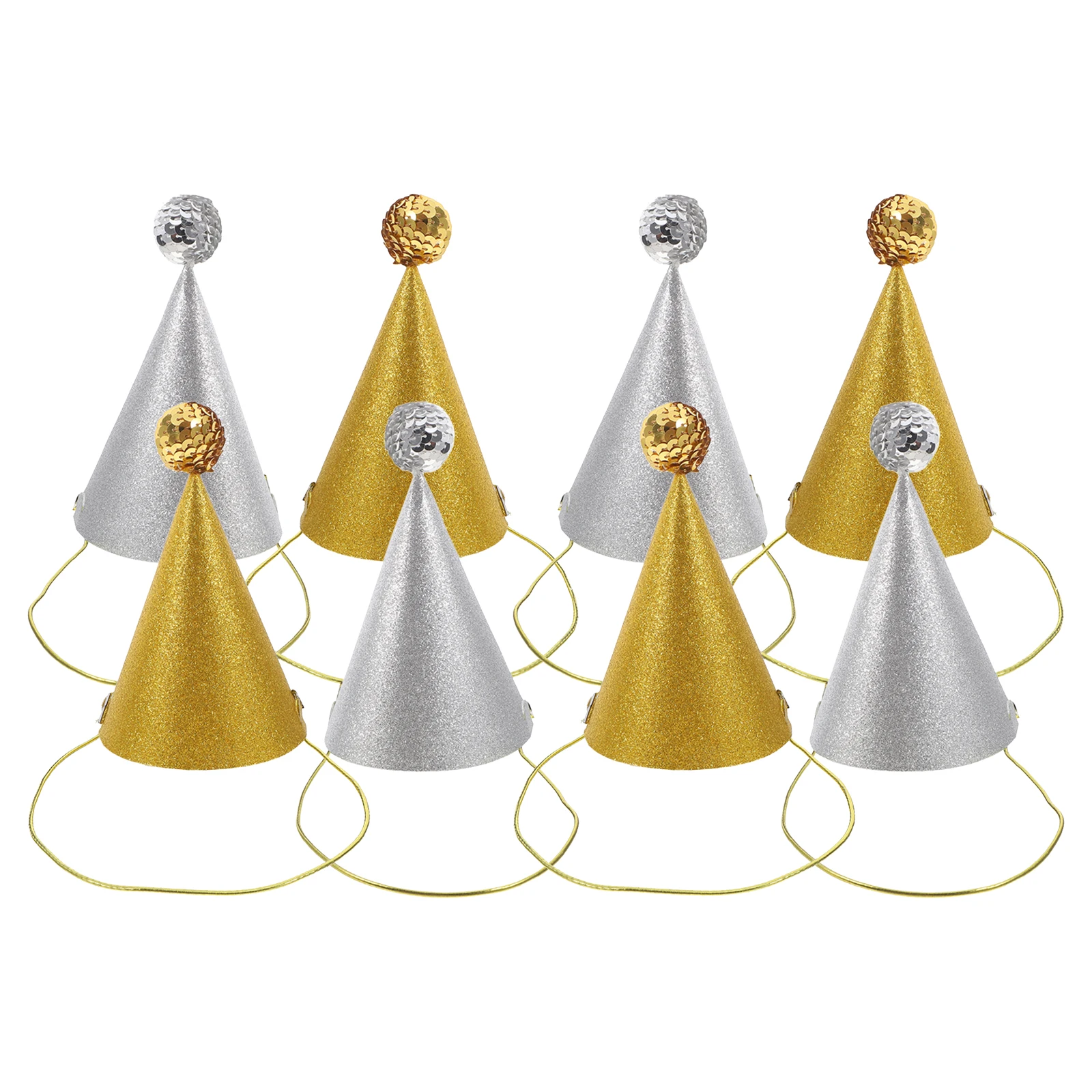 

8 Pcs Birthday Party Hats Paper Hat Baby Boy Girl Toddler Cone Photo Prop Glitter Accessories Celebration