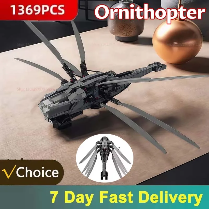 10327 الكثبان الرملية Atreides Ornithopter نموذج اللبنات مجموعة 1369 قطعة ألعاب الطوب الإبداعية للطفل الكبار عشاق الفيلم هدية تحصيل