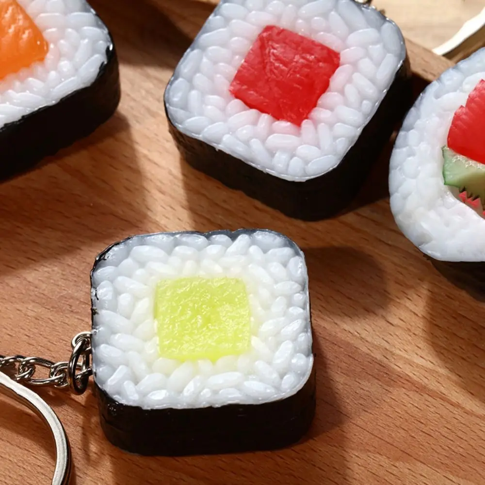 Simulation Food Keychains Sushi Keyring Women Men Gift Creative Bag Car Bluetooth Earphone Box Charms