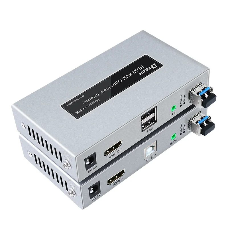 DTECH Quick-sale 20KM HDMI KVM USB Extender for Optical Fiber Over TCP IP Network Protocol Support 1080P IR HDMI Loop Out