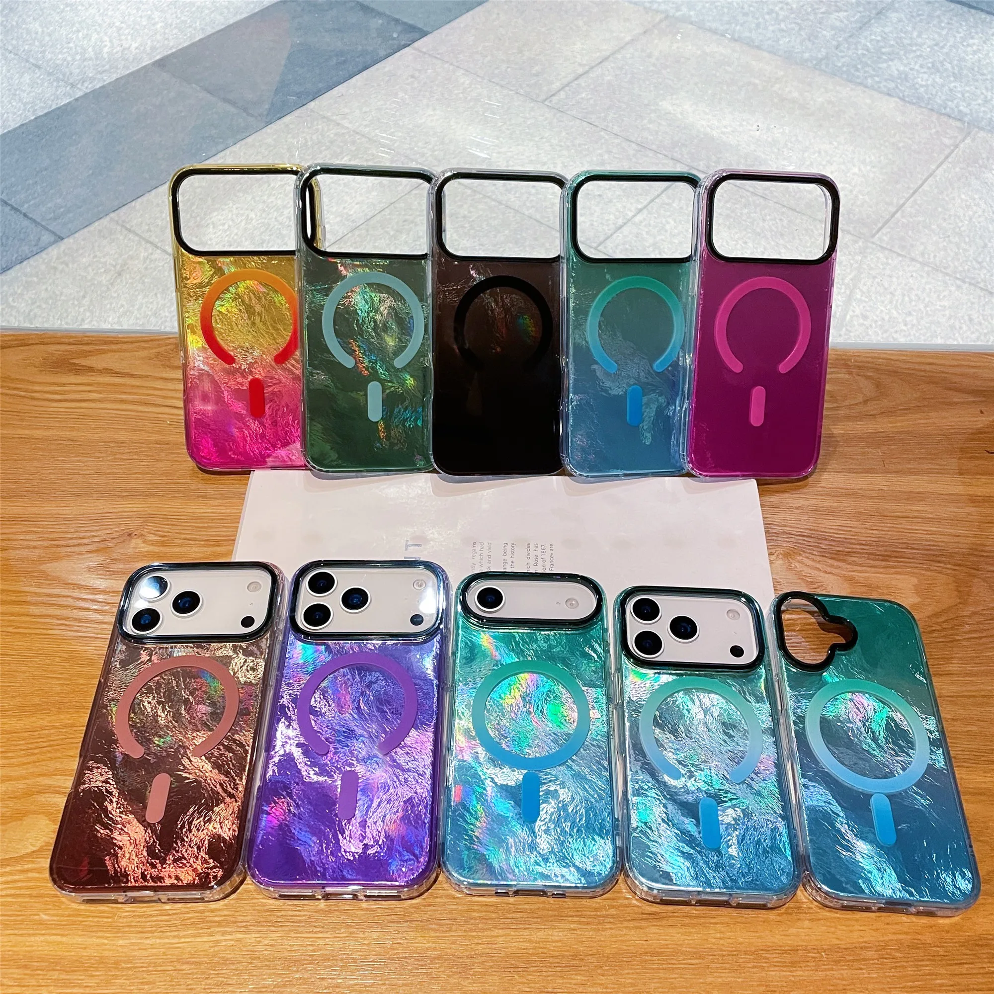 

Suitable for iPhone 17 Promax Glacier Pattern Gradient Magnetic Phone Case Apple 16 Pro Large Hole Lens 17Air/15/14/13/12/11/