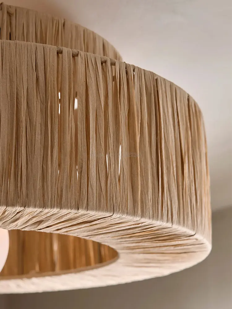 Japoński Vintage tkane rattanowe lampy wiszące Rattan Handmake lampy sufitowe do salonu sypialnia jadalnia restauracja abażur