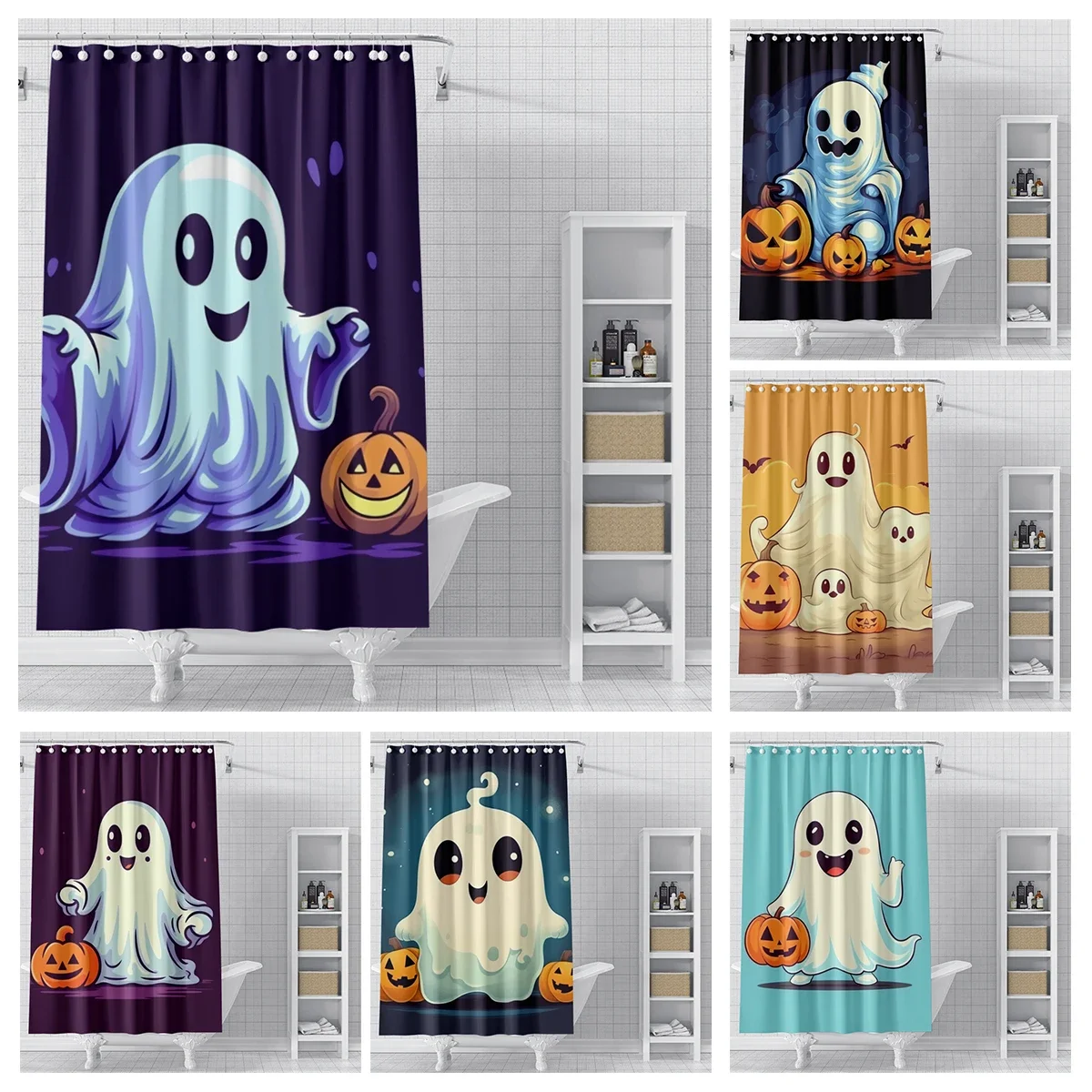 Home shower curtains for bathroom waterproof fabric Modern Nordic style Living Room curtain Halloween Autumn Pumpkin decoration