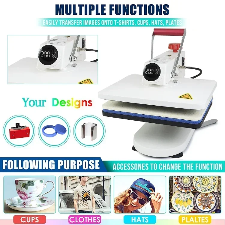 Freesub New arrivals 360 Swing Away 8 in 1 Heat Press Machine 12 X 15 T-shirt Sublimation Printing Machine F910-8