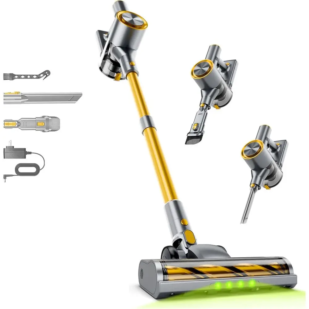 

Cordless Stick Vacuum Cleaner - 45KPA Suction, 45 Min Runtime, Detachable Battery, Anti-Tangle, 1.5L Dust Cup, 8 in 1 for Pet Ha