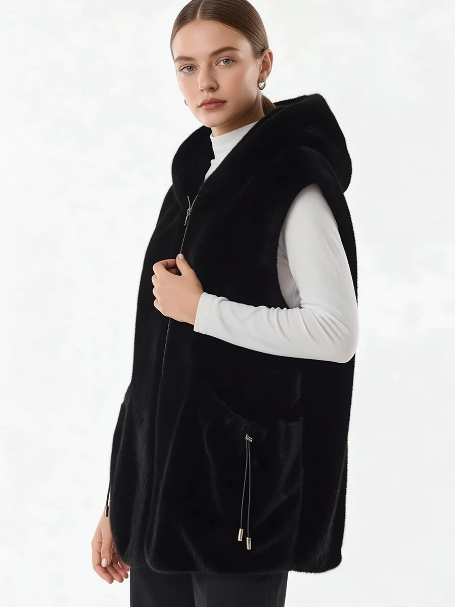 เสื้อกั๊กมีฮู้ดขนเฟอร์เทียมมิ้ - Women'S Fashion Gilet บทวิจารณ์และราคา