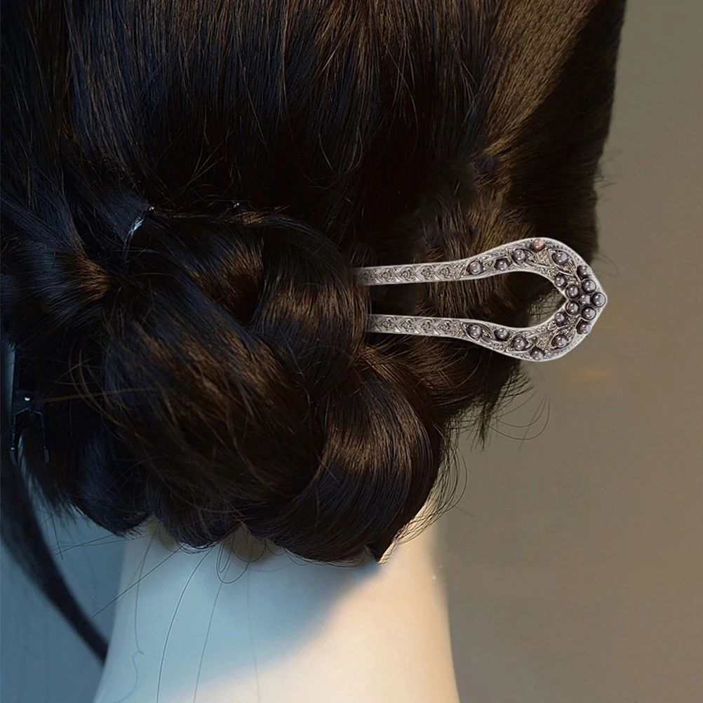 

2pcs Simulation Pearl Sticks U-Shaped Alloy Hairpins Chinese Style Vintage Accessories Bun Hairpins For Women Bridal Wedding