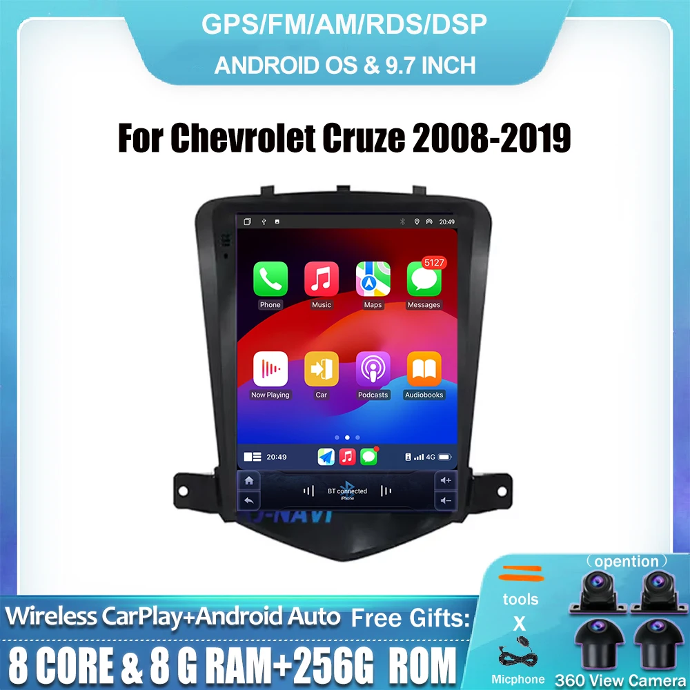 

For Chevrolet Cruze 2008-2019 Android 14 Car Stereo Radio 9.7 inch Multimedia Video Player Navigation GPS 4G Lte 2Din Head Unit