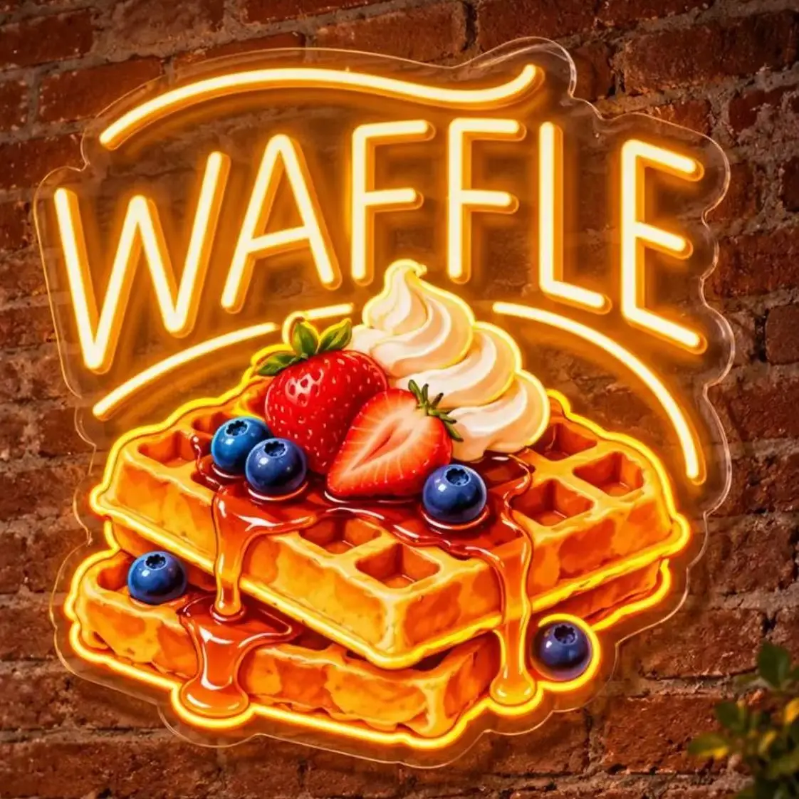 Waffle Neon Sign,Waffle Decor,Breakfast Cafe Led Light,Brunch Shop Art Decor,Gift For Foodie,Business Owner Gifts