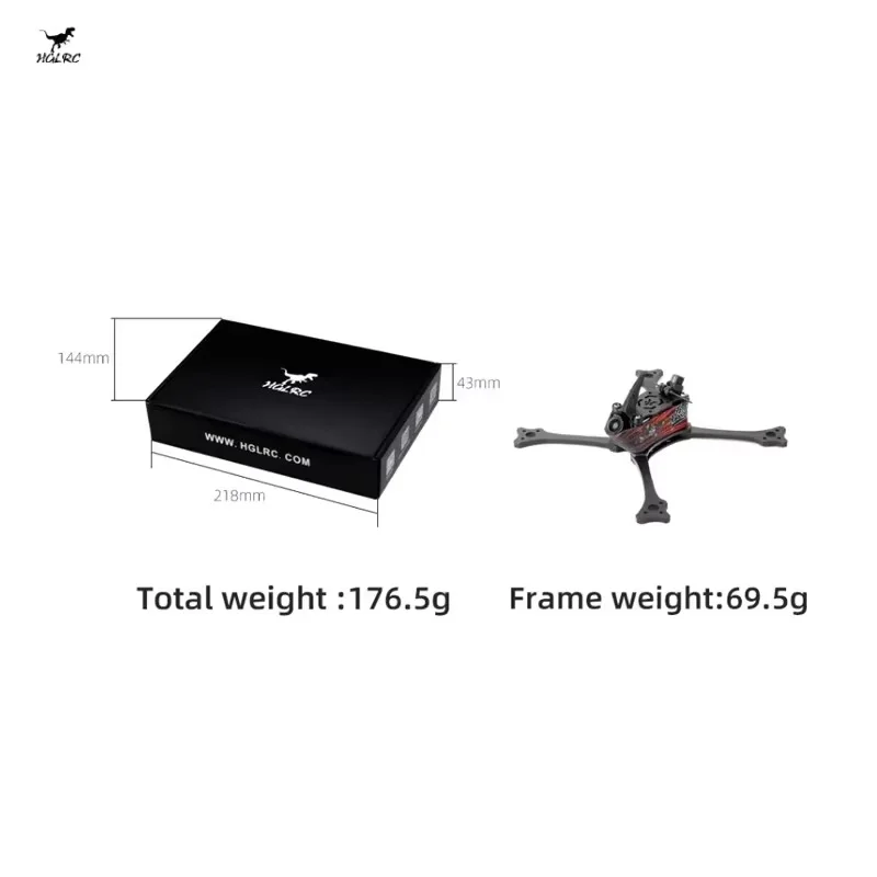 HGLRC Wind 5 Lite V2 Light T700 Carbon Frame 5inch Indoor Freestyle FPV Racing Quad Frame Kit