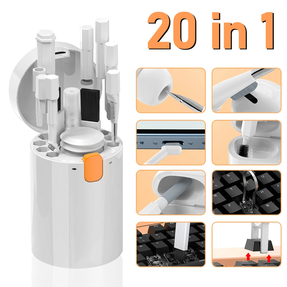 20 IN 1 Cleaning Kit Keyboard Cleaner Brush Bluetooth Earphones Cleaning Pen for Airpods iPhone Cleaning Tools Keycap Puller Kit