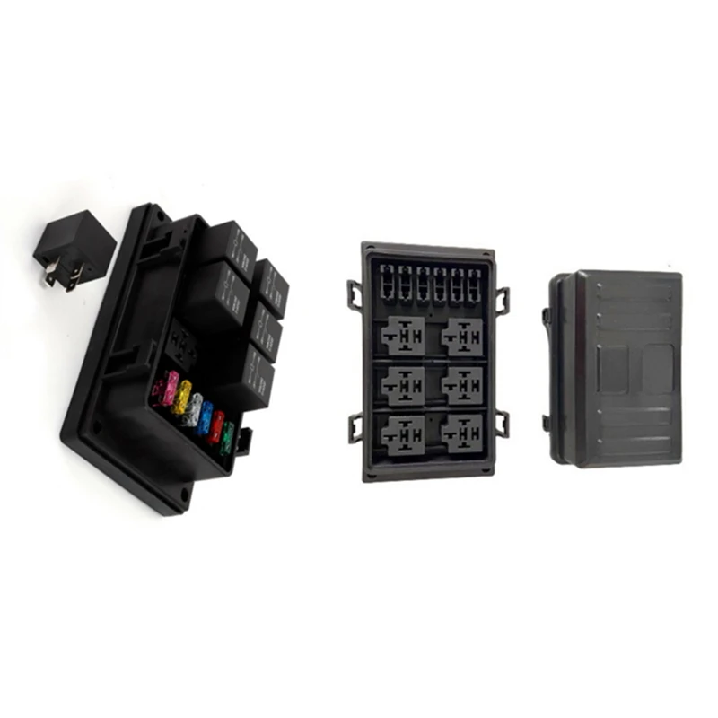 

KG1-j12V 40A Relay Box 6 Way ATC/ATO Fuse Block with Relay Universal Waterproof Relay Box 24V 4P for Car