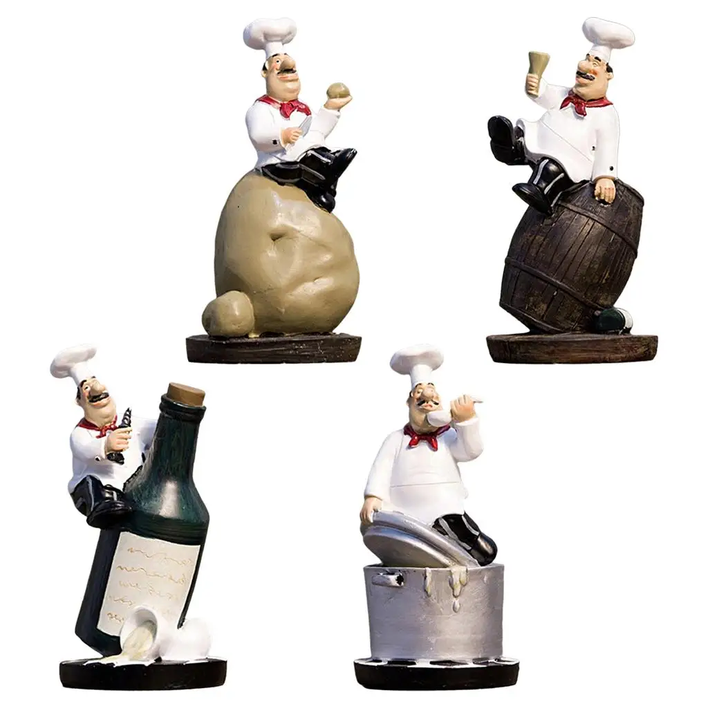 European Chef Figurine Statue Cafe Shop Decoration Craft Gift