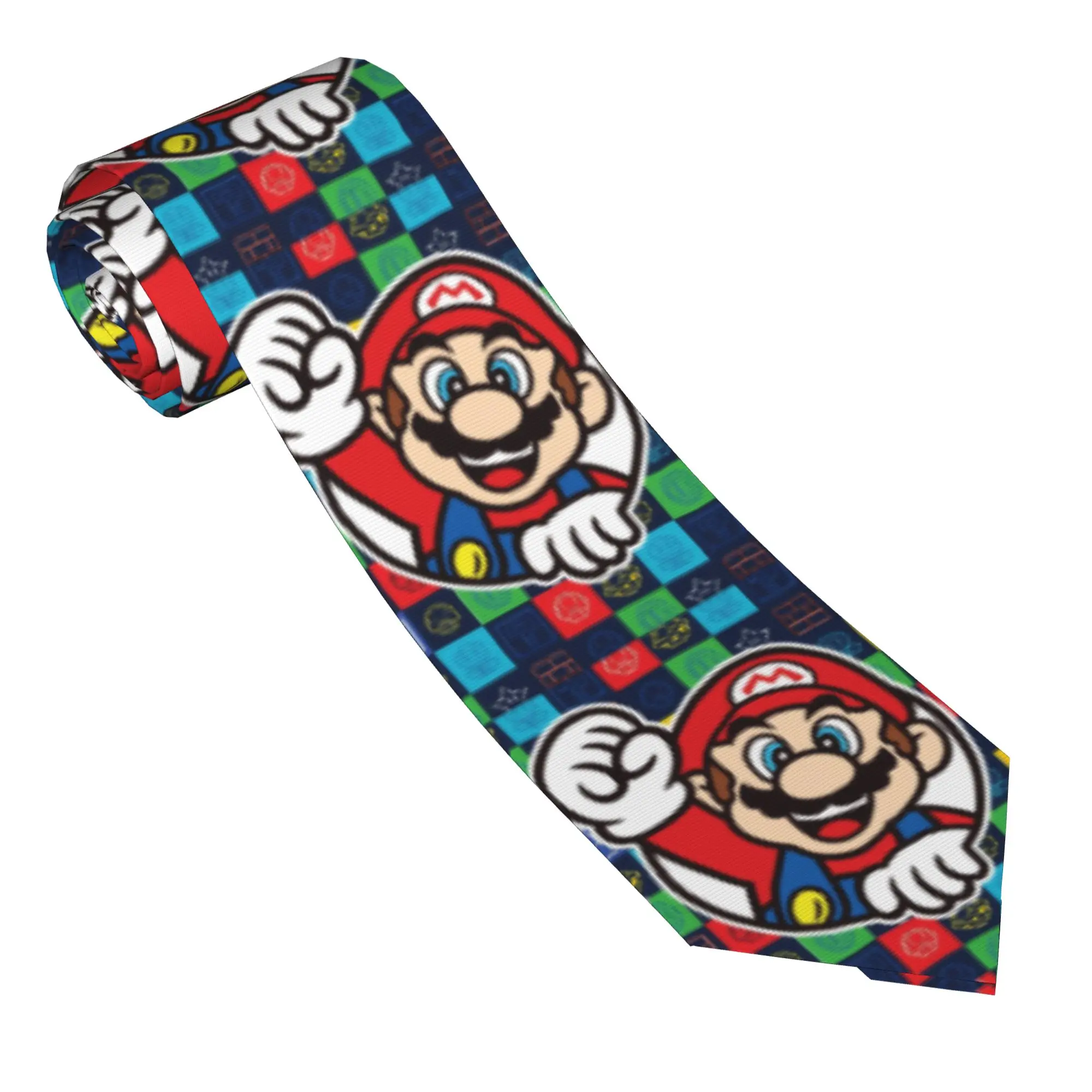 

90s Game Cartoon Neckties Men Skinny Polyester 8 cm Wide Neck Tie Super Mario for Men Daily Wear Gravatas Wedding Accessories