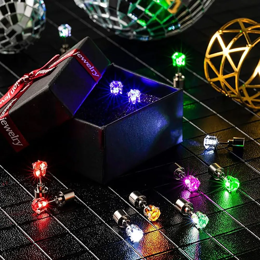 LED Earrings Colorful Light up Earring Glow in the Dark Earrings Flashing Blinking Girls' Stud Earrings for Women Girls Party