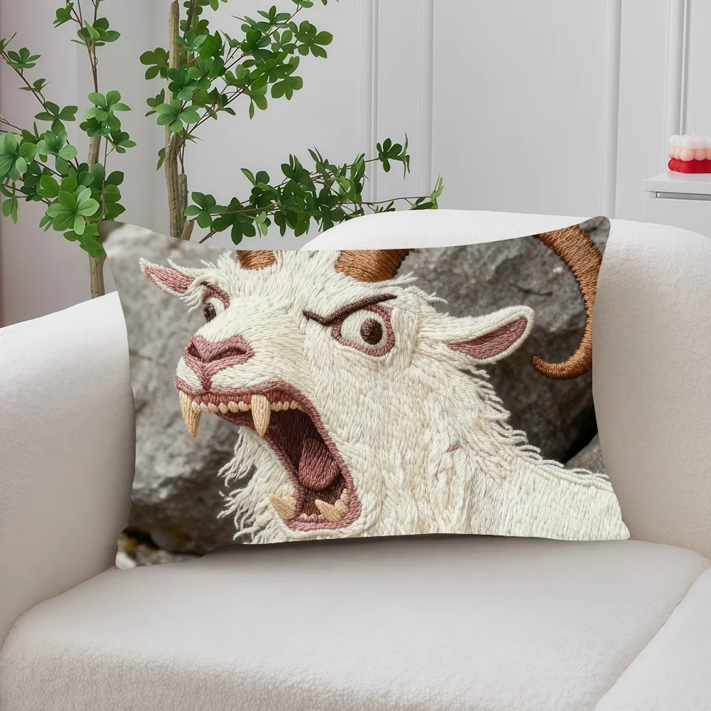 Funny goat cute cushion cover Office Rectangle Pillow Cover Home Coffee Shop Bedding Sofa living Room Hit product
