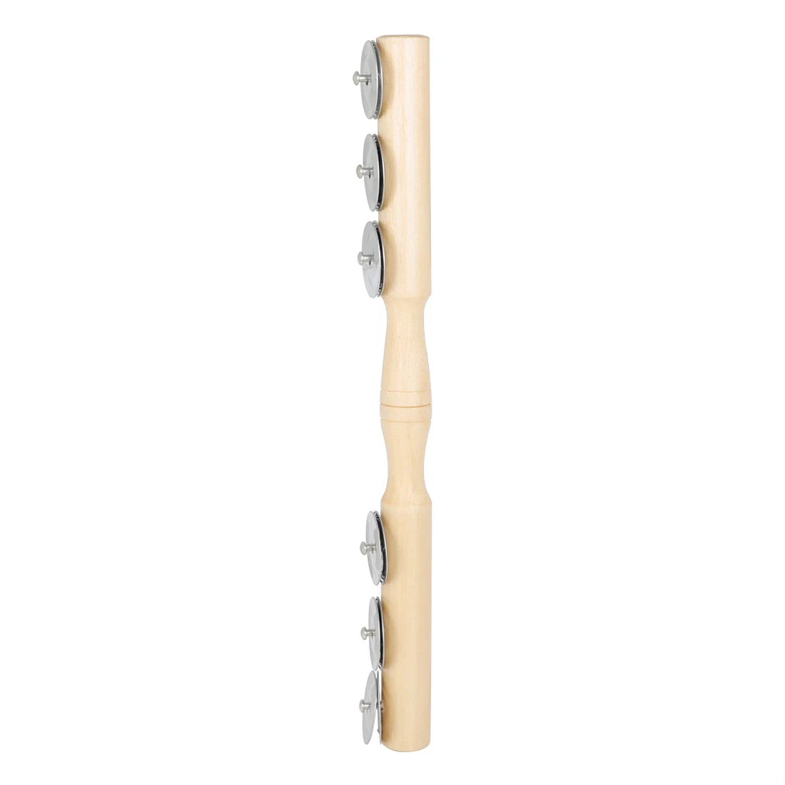 Wooden Jingle Stick with 6 Stainless Steel Jingles Shake & Tap Safe Smooth Stick Professional Percussion Instrument for All Ages