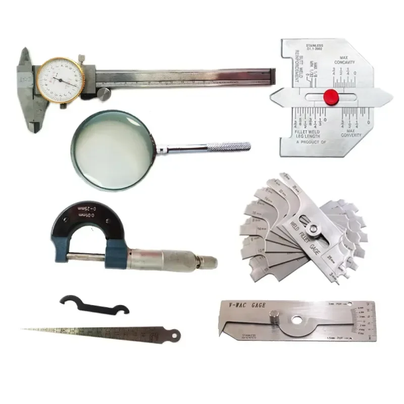 7pcs Stainless Steel Solder Weld Meter Thickness Gauge Kit for MG-8 MG-11 V-WAC Fillet Magnifier Caliper Welding Gauge