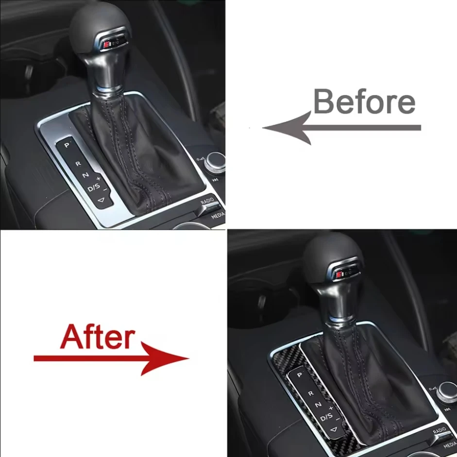 For Audi A3 S3 RS3 8V 2013-2019 Car Accessories Carbon Fiber Interior Gear Shifter Lever Panel Frame Trim Sticker Modification - view 3