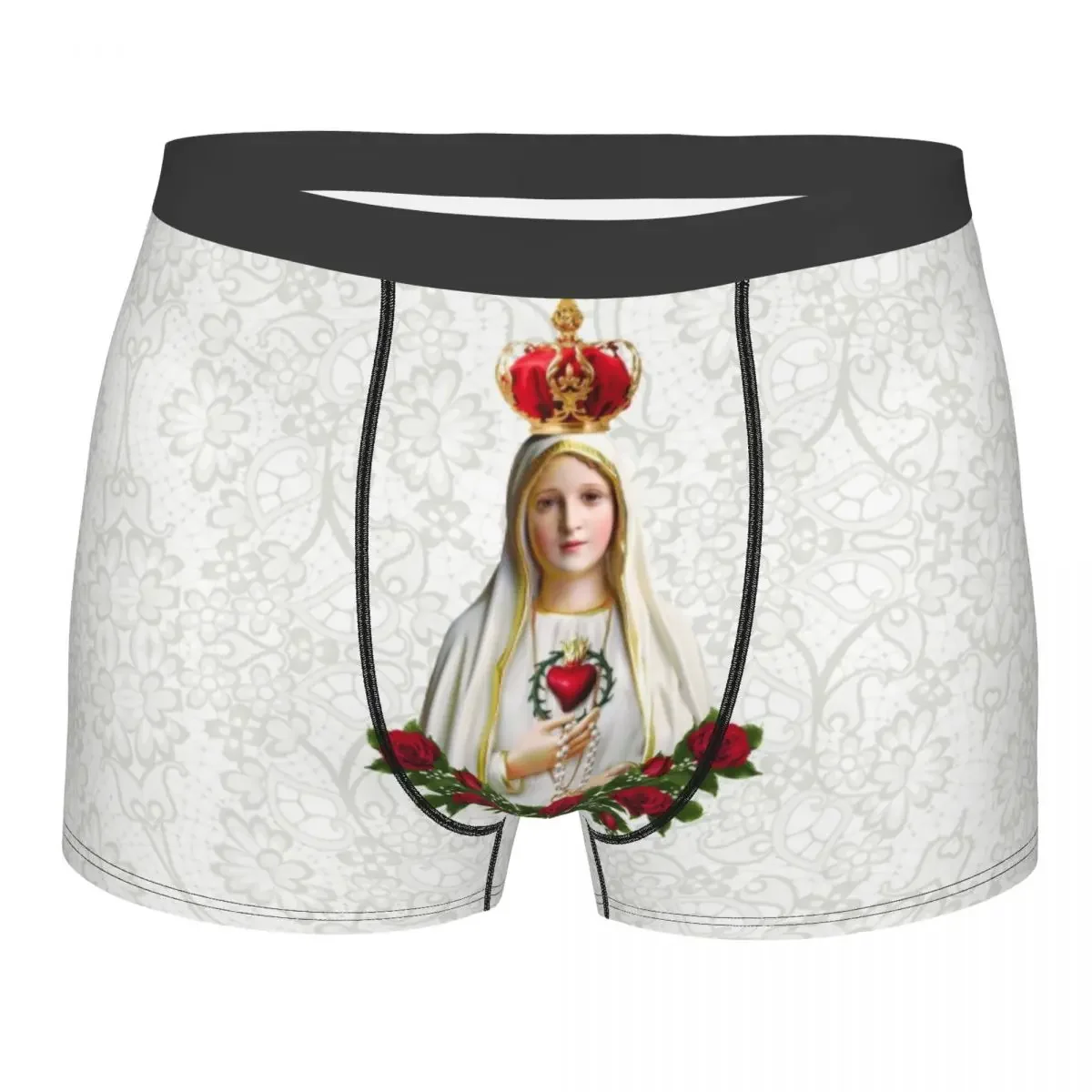 Male Cool Our Lady Of Fatima Virgin Mary Underwear Portugal Rosary Catholic Boxer Briefs Breathable Shorts Panties Underpants