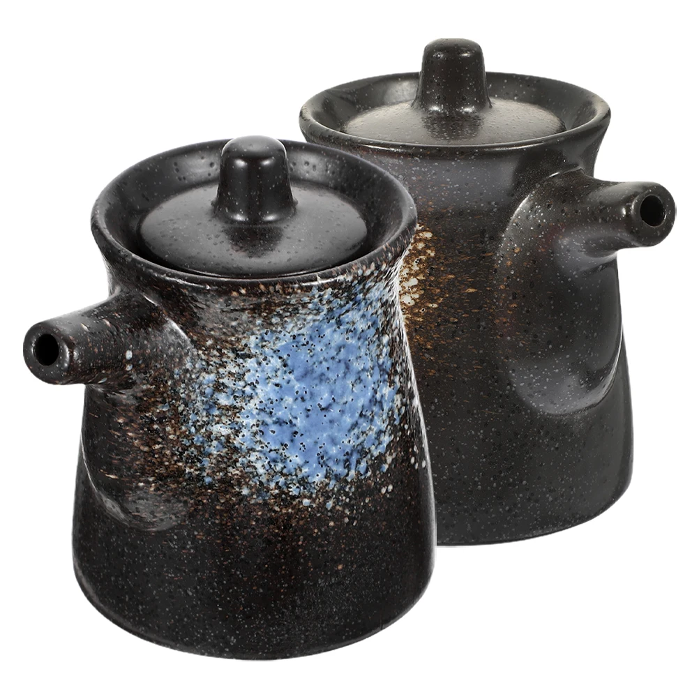 

2Pcs Ceramic Soy Sauce Jar Vinegar Pot Dispenser Japanese Seasoning Kettle Pepper Shaker Bottle Oil Condiment Kitchen Tool Gift