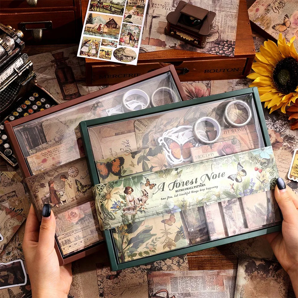 201 قطعة مجموعة سكرابوكينغ الغابات خمر لمجلة رصاصة غير المرغوب فيه لتقوم بها بنفسك هدية عيد ميلاد الحرفية #1