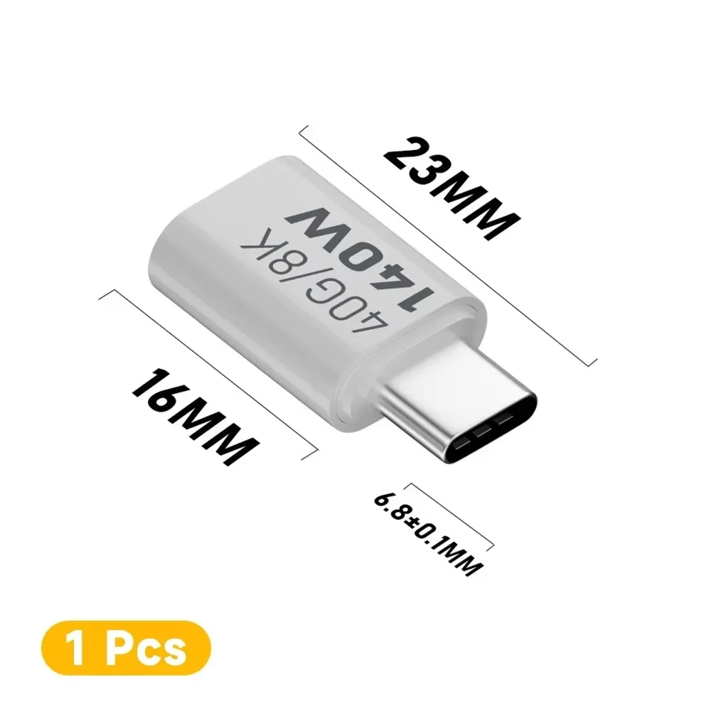 USB C OTG Adapter PD 140W Type C Female to Male 40Gbps Data Sync 8K 60Hz Laptop External Monitor Link
