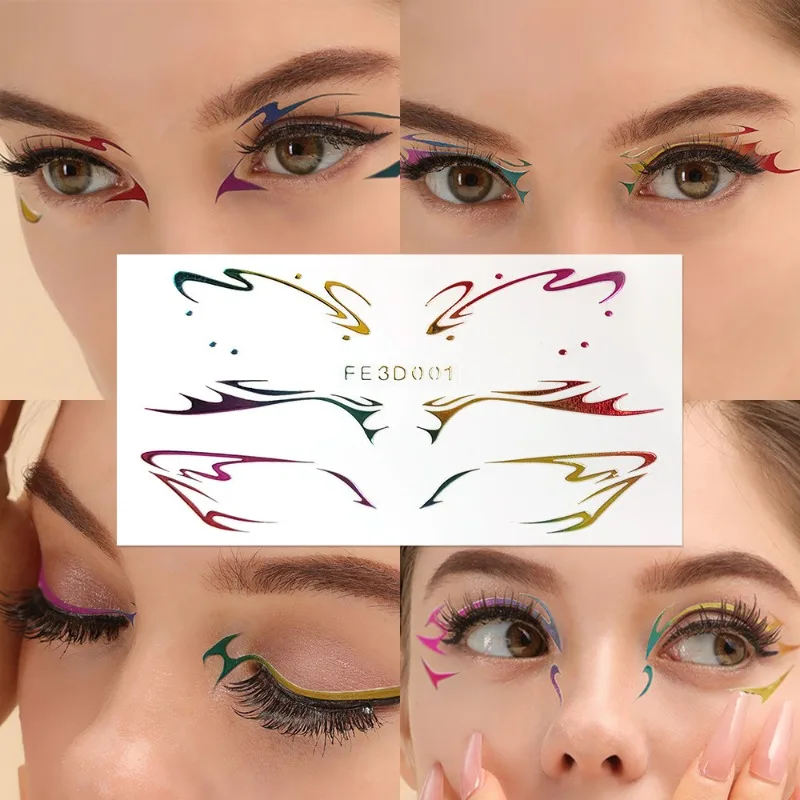 Colorful Eyes Face Makeup Decoration Stickers DIY Laser Eye Eyeliner Eyebrows Decals Halloween Festival Party Makeup Decorations