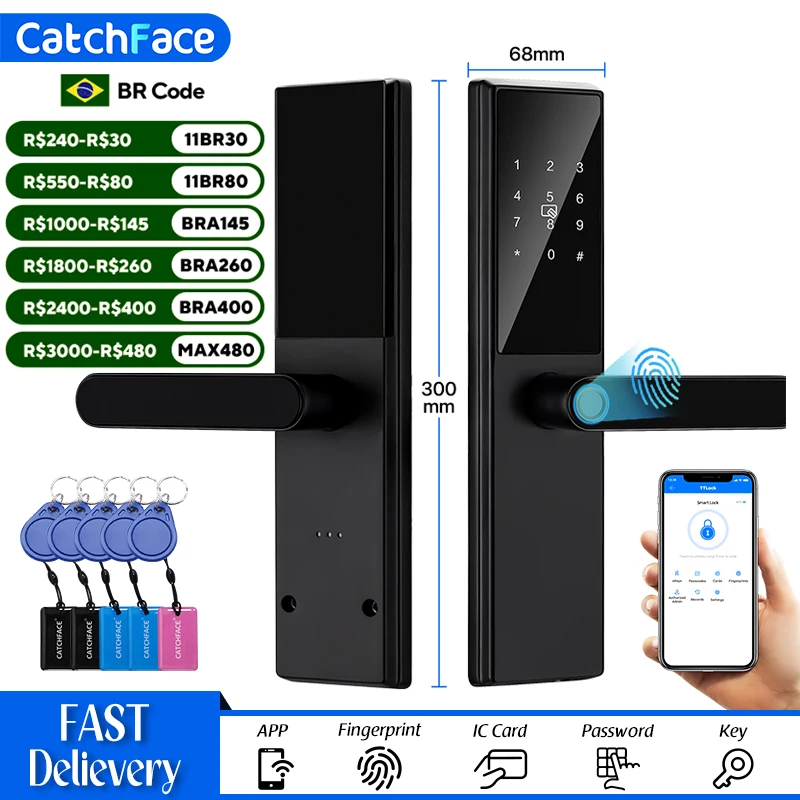 Brasile ttlock app impressão digital fechadura da porta código cartão chave fechadura da porta inteligente segurança fechadura eletrônica digital