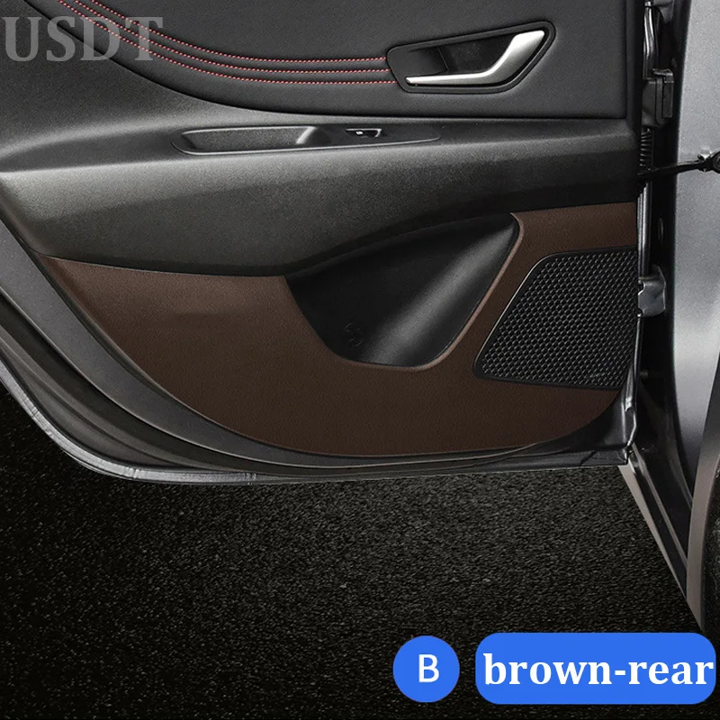 For Hyundai Elantra CN7 2023 2022 2021 Car Door Anti Kick Mat Leather Carbon Fiber Door Sill Protective Sticker