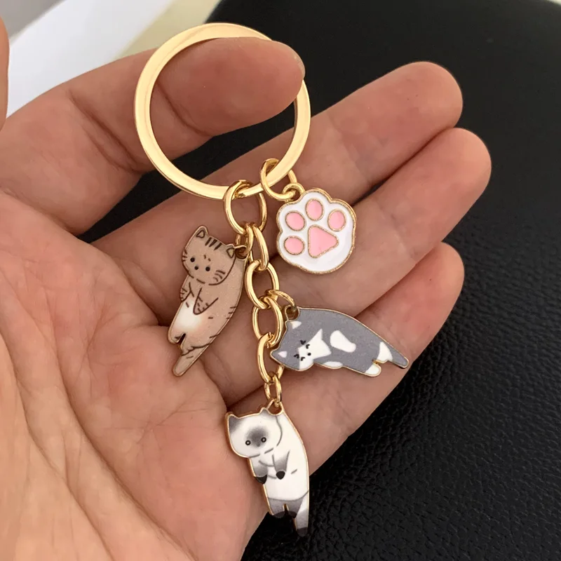 New Kawaii Cat Keychain Pet Paw Key Ring Animal Footprint Key Chains Souvenir Gifts For Women Men Cay Keys DIY Handmade Jewelry