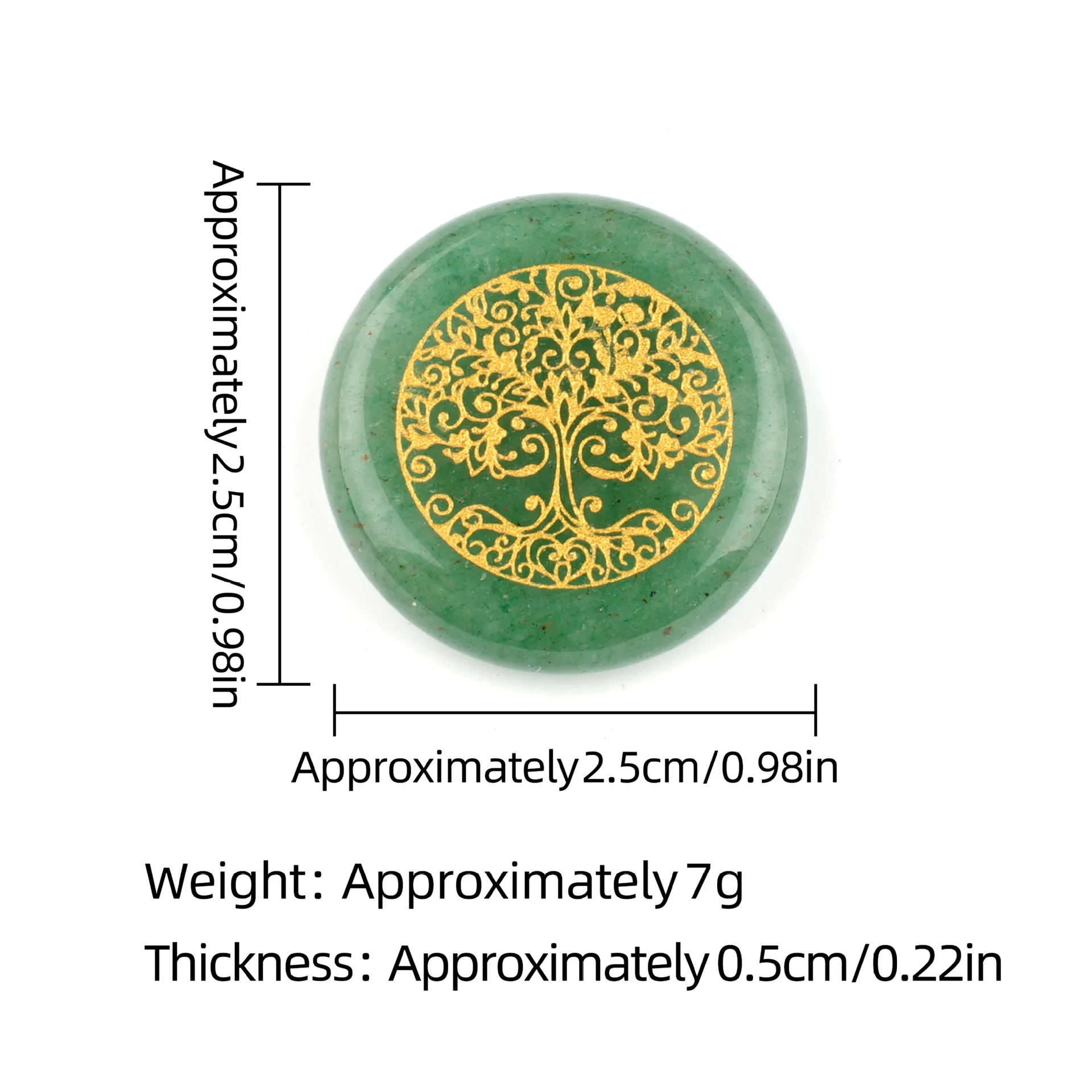 25mm Natural Stone Slice Carved Tree of Life Beads Ornament Creative Round Natural Semi Precious Stone Desktop Decor