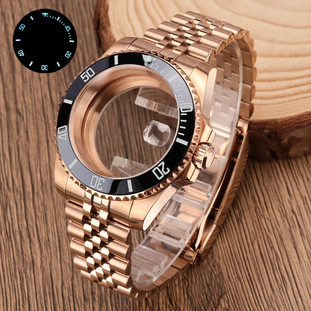 40mm Sub Gmt NH35 Watch Case Stainless Steel Sapphire Glass For NH36 NH35NH34 Miyota8215 DG 2813 ETA2824 Movt 38mm Sloping Bezel