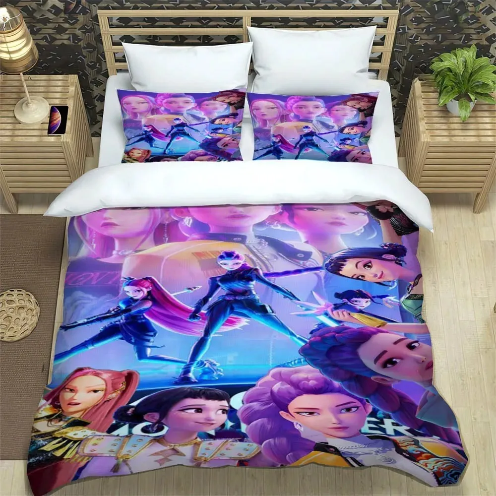 KPop Demon Hunters Printed Bedding Sets Exquisite Bed Supplies Set Duvet Cover Comforter Set Bedding Set Luxury Birthday Gift