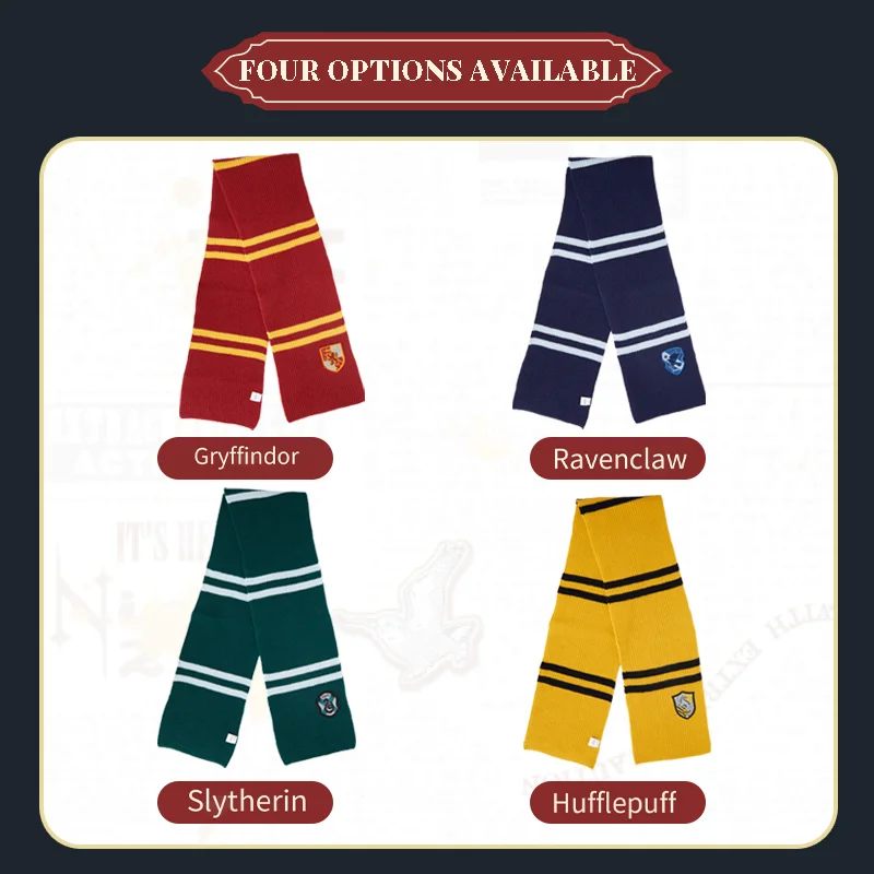 Miniso Harry Potter Peripheral Academy Striped Knit Scarf Gryffindor Slytherin Hufflepuff Autumn/winter Warm Scarf Birthday Gift